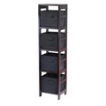 Winsome Winsome 92241 Capri 4-Section N Storage Shelf with 4 Foldable Black Fabric Baskets - Walnut 92241